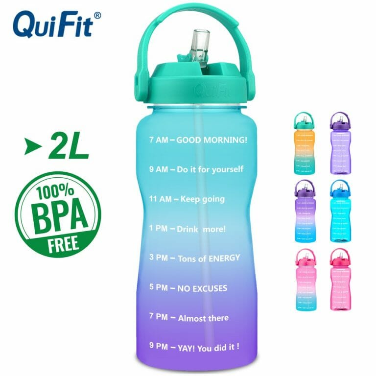 QuiFit 2L Wide Mouth Tritan Water Bottle With Straw Time Marker BPA Free  Sports Kettle Outdoor Gym Insulation Bottles | Shopee Singapore