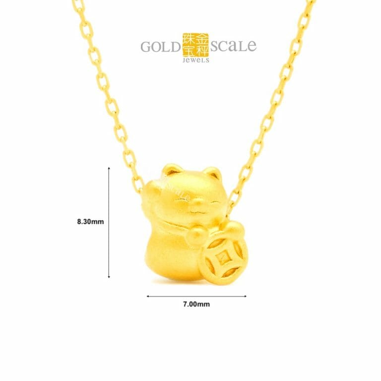 Gold Scale Jewels 999 Gold Lucky Cat 招财猫 Pendant | Shopee Singapore